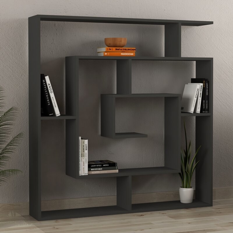The gray geometric bookcase