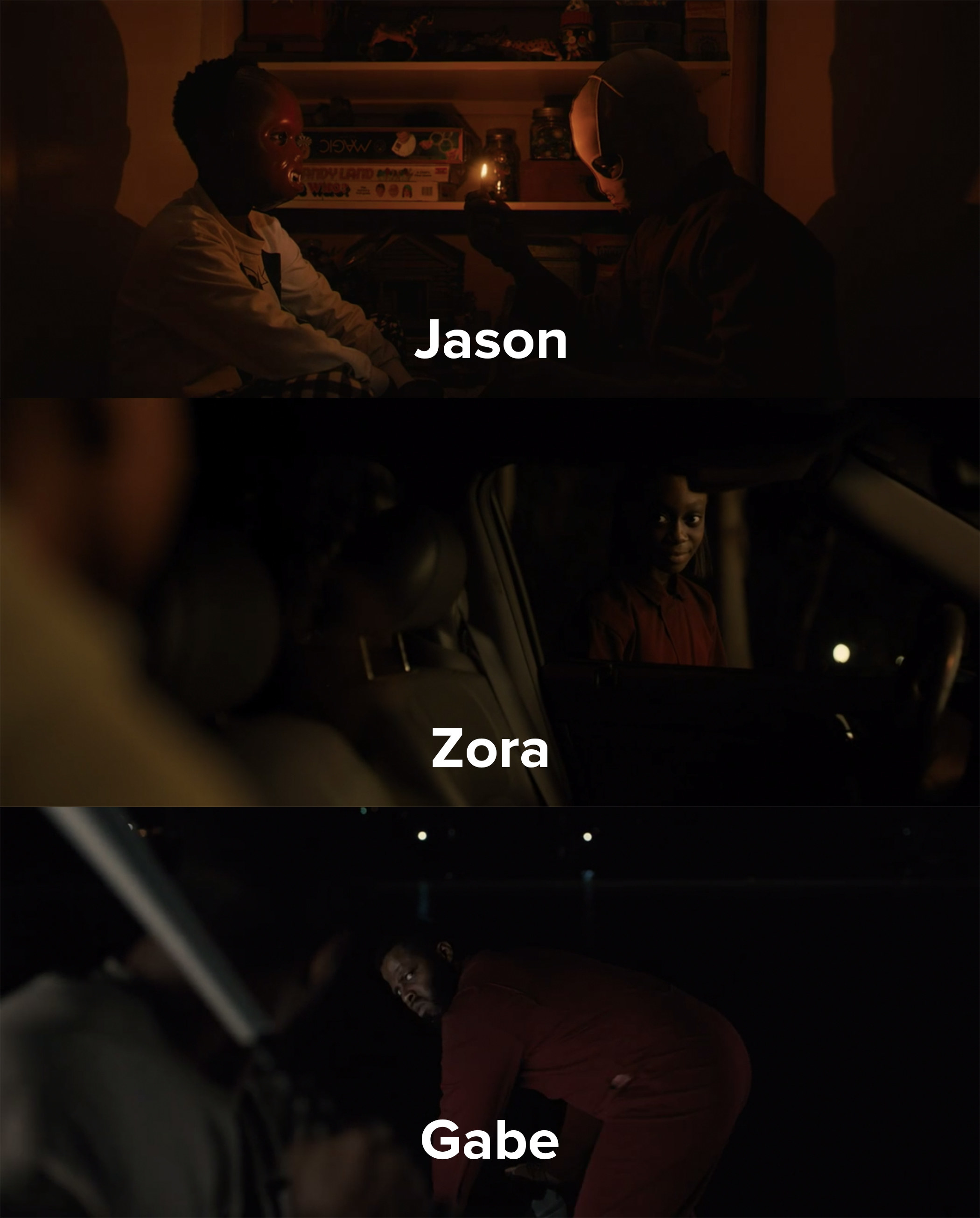 Jason, Zora, and Gabe are tormented by their evil doppelgangers