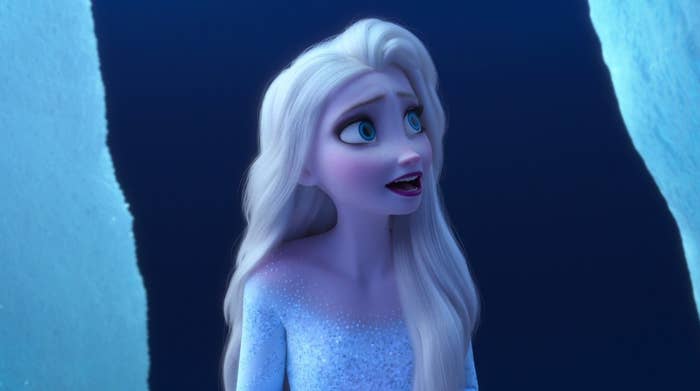 Elsa from "Frozen 2" surrounded by blue ice