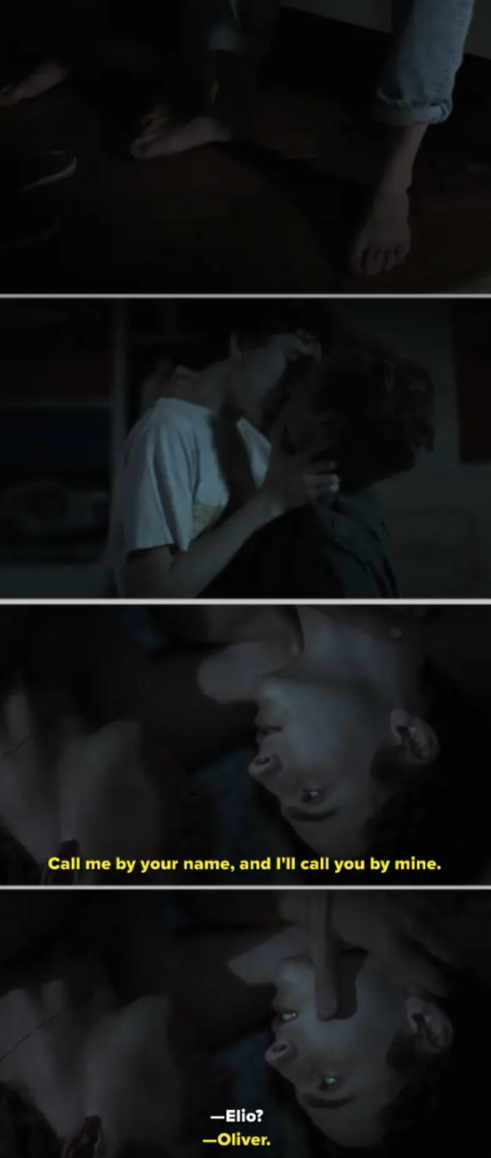 Armie Hammer and Timothée Chalamet making out, naked, on Elio&#x27;s bed in &quot;Call Me by Your Name&quot;