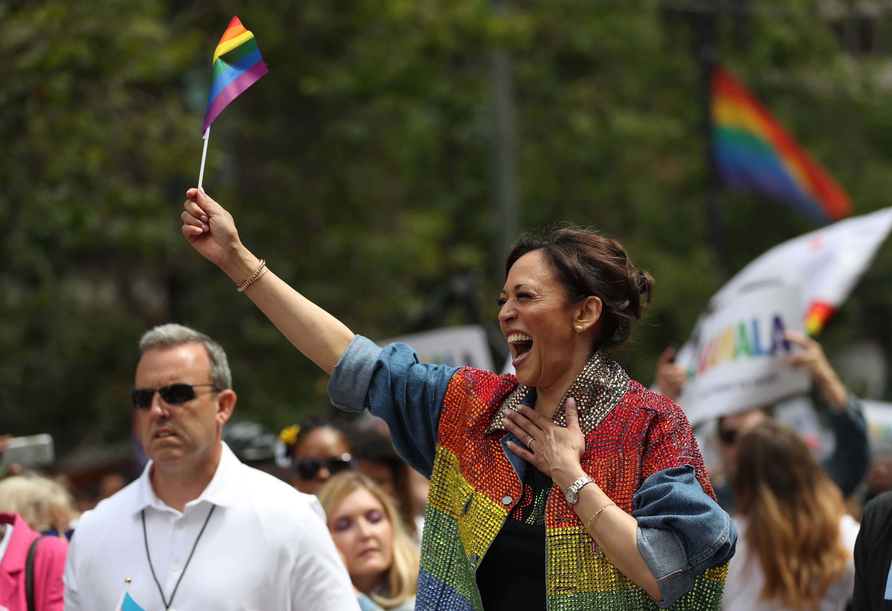 Harris at a Pride Parade