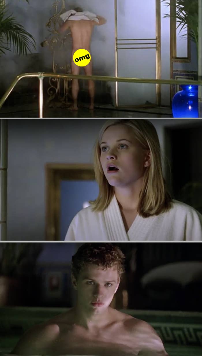 Ryan Phillippe showing his butt in &quot;Cruel Intentions&quot; while Reese Witherspoon watches