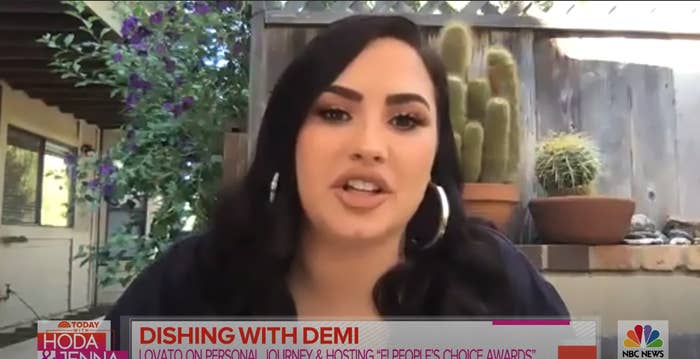Demi answers questions in a video call for the interview