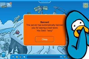 A penguin shocked that you'd get banned for using the word 'sexy'