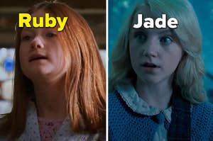 Ginny is on the left labeled, "Ruby" with Luna Lovegood on the right labeled, "Jade"