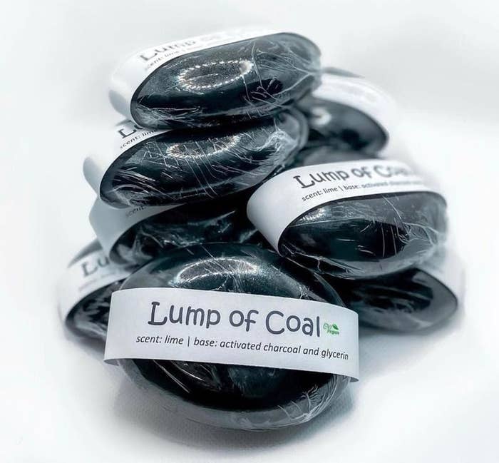 A piece of soap that looks like a lump of coal