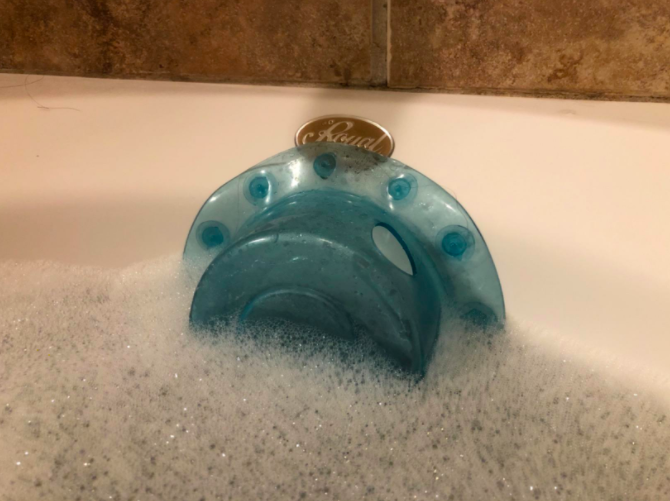 a reviewer&#x27;s photo of the product in use in their tub