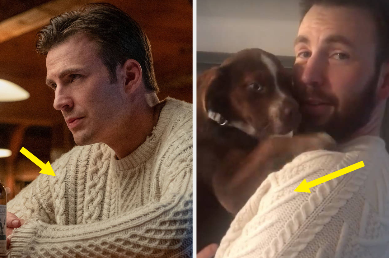 Chris Evans Gets His Dog a Matching Knives Out Sweater