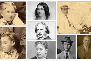 a collage of eight victorians, four women and four men