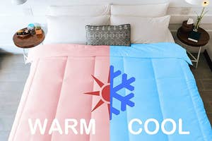 The duvet showing one half is warm and the other is cool