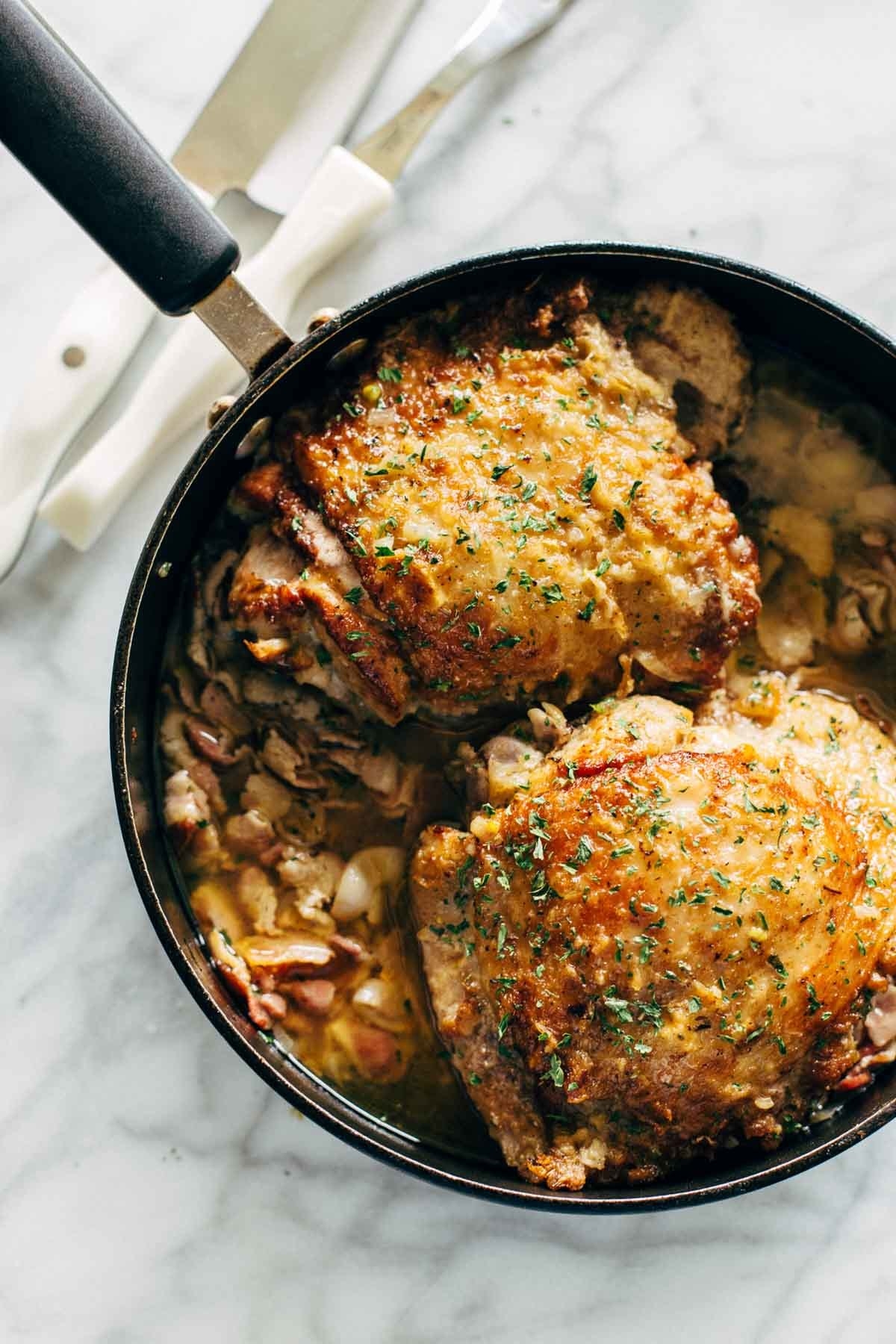 skillet turkey with bacon and white wine