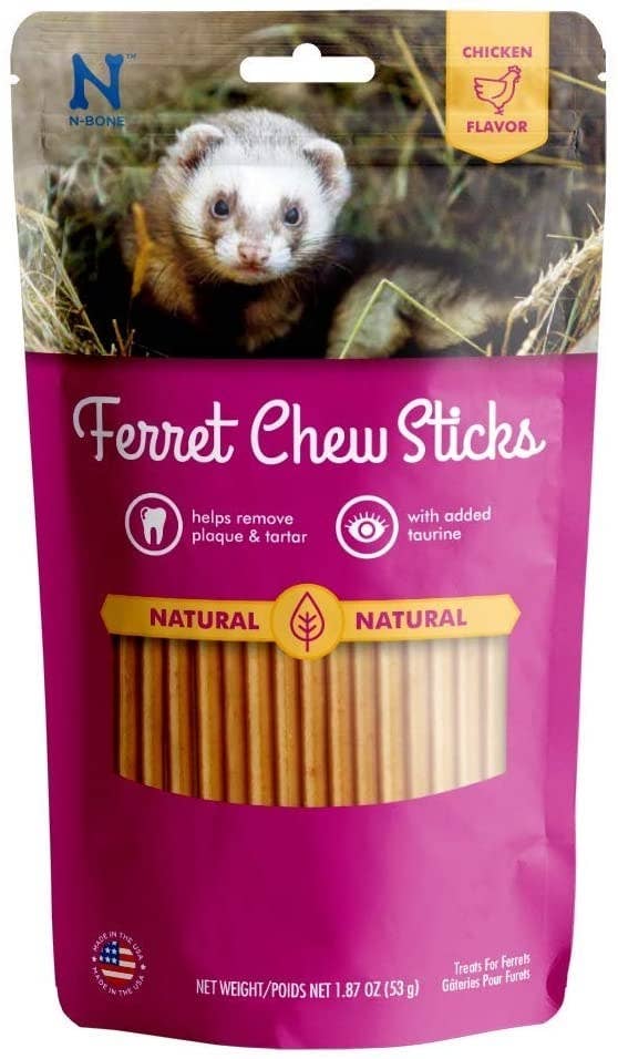 The ferret chew treats in their packaging