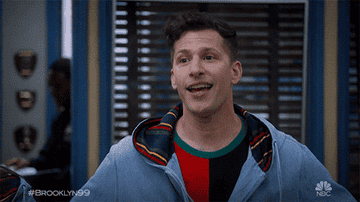 GIF of Andy Samberg in the TV show Brooklyn 99 saying, &quot;Hella Fresh&quot;