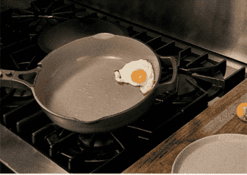 egg slides around on pan 