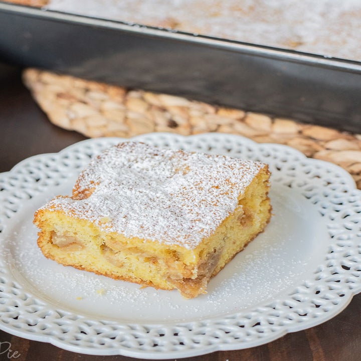 A slice of apple pie cake.
