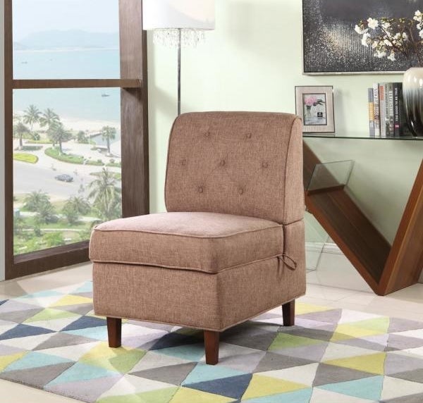 the unbranded brown storage accent chair in a living room