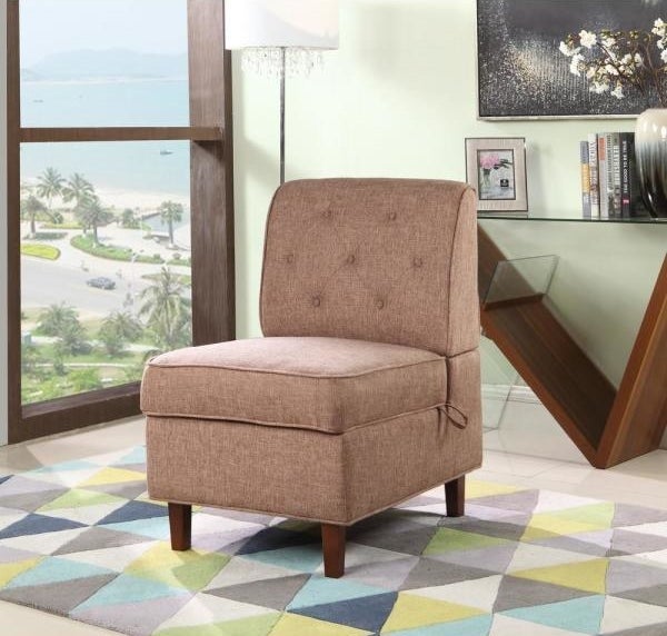 the unbranded brown storage accent chair in a living room