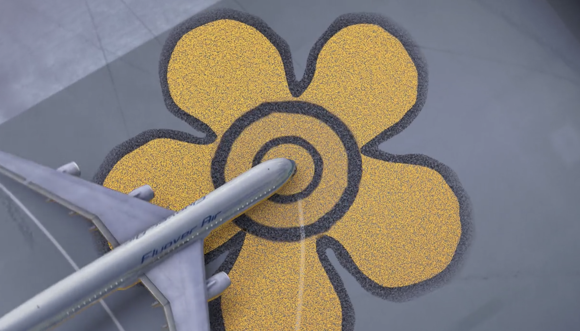 the plane lands on the flower