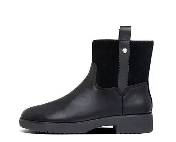 Black flat ankle-height boots
