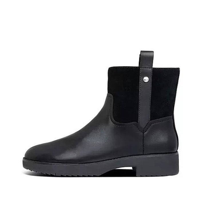 Black flat ankle-height boots