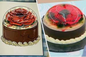 Hermine's bake side-by-side with the drawing