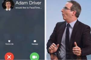 John Oliver and Adam Driver on an episode of "Last Week Tonight"