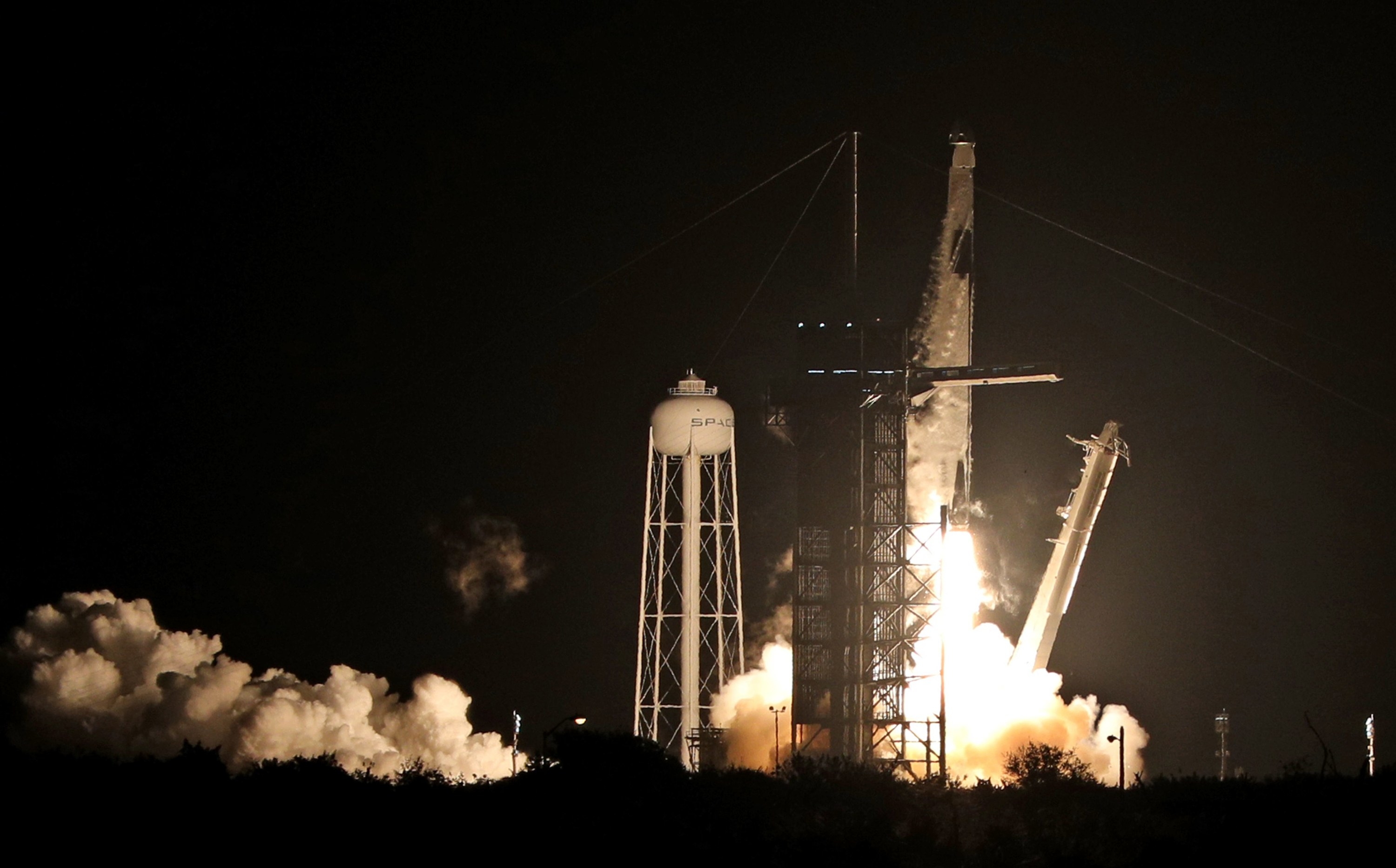 A SpaceX Falcon 9 rocket lifts off from launch complex 39A at the Kennedy Space Center in Florida on November 15, 2020