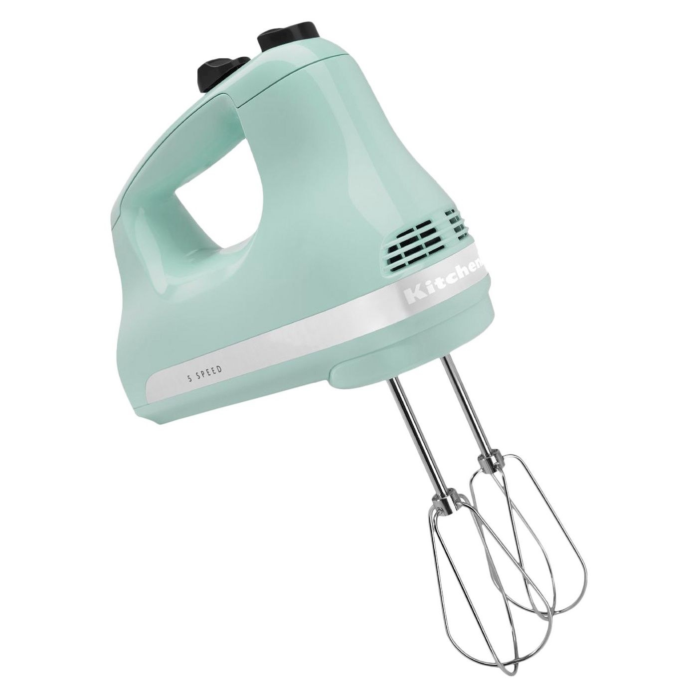 The hand mixer in the color blue ice