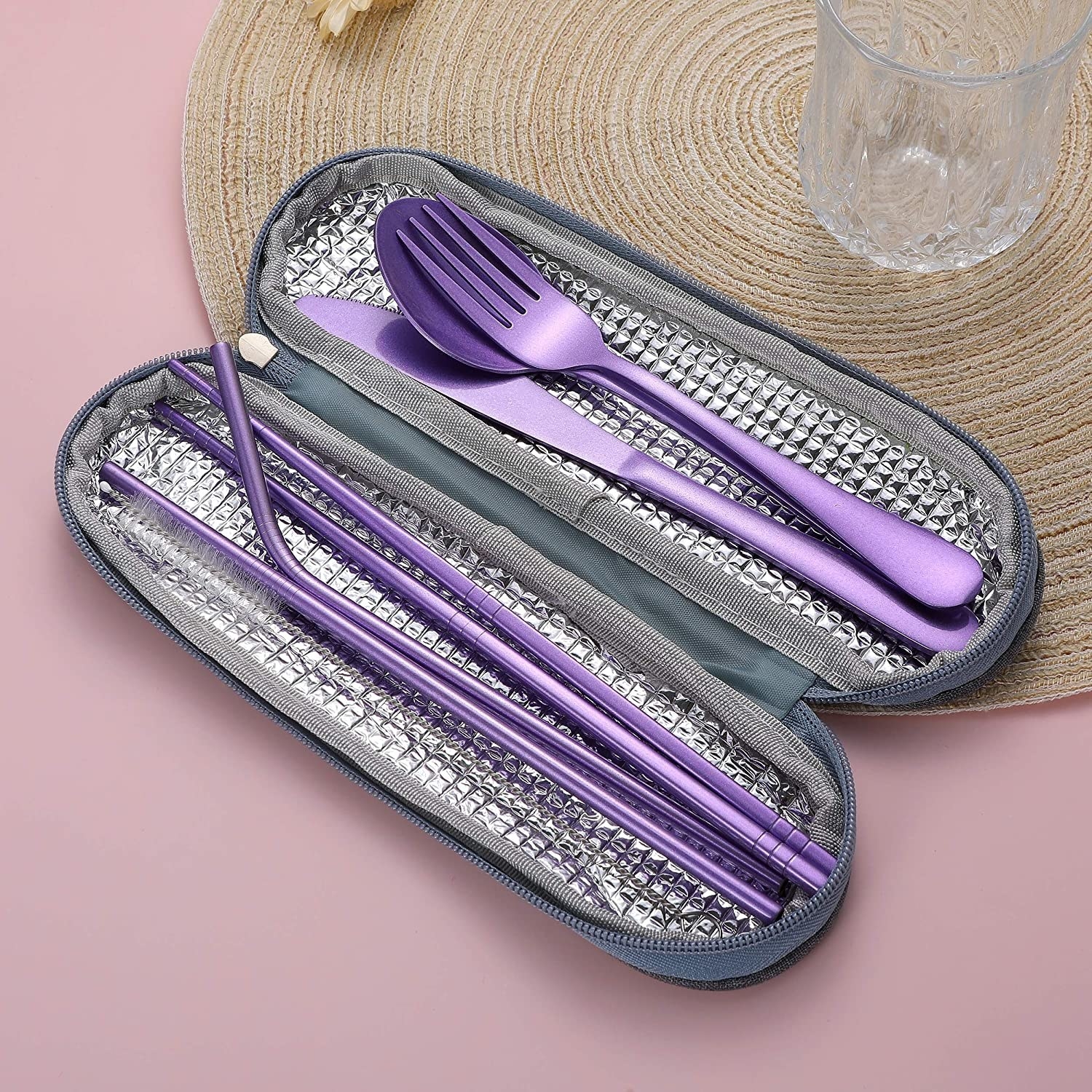 The cutlery inside the travel case