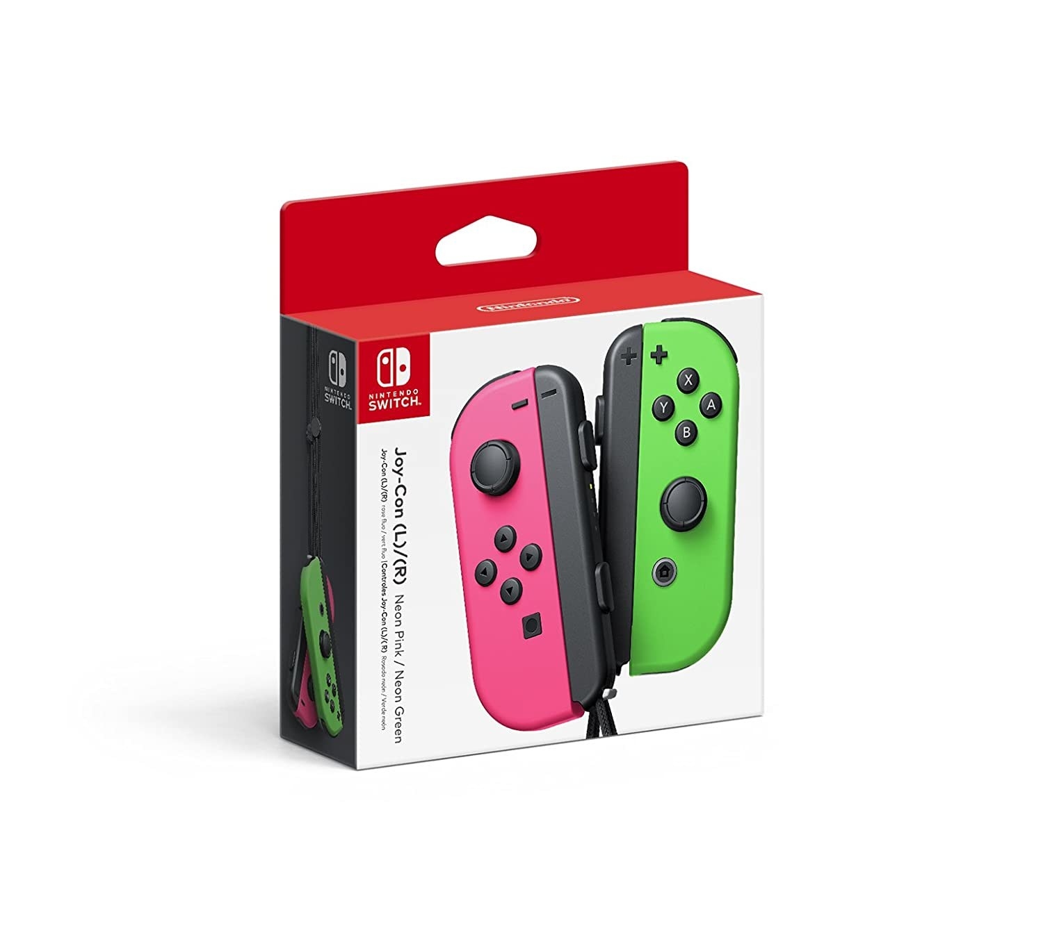 A box with green and pink Joy-Cons