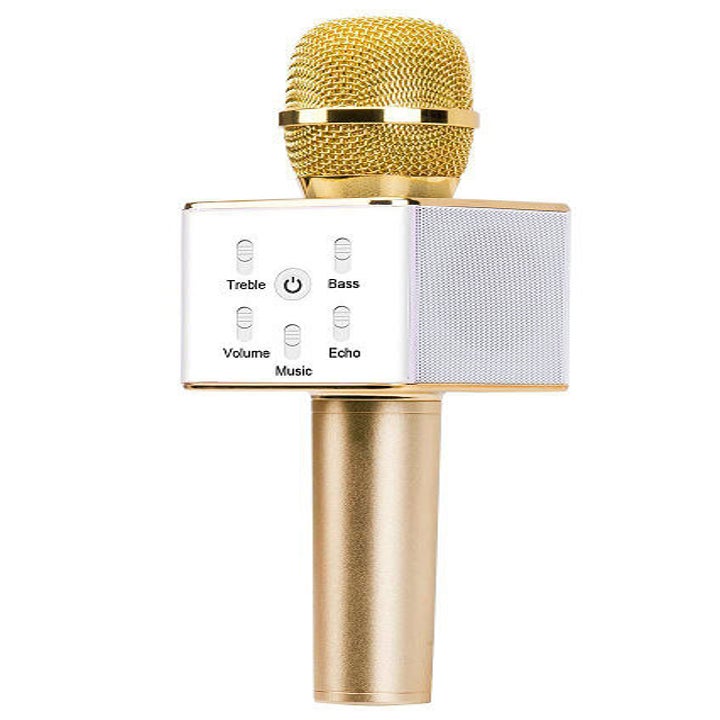 The karaoke microphone in gold 