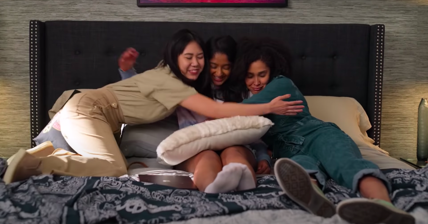 Devi, Fabiola and Eleanor hugging