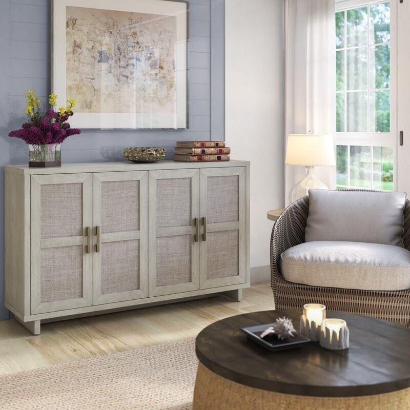 The gray credenza