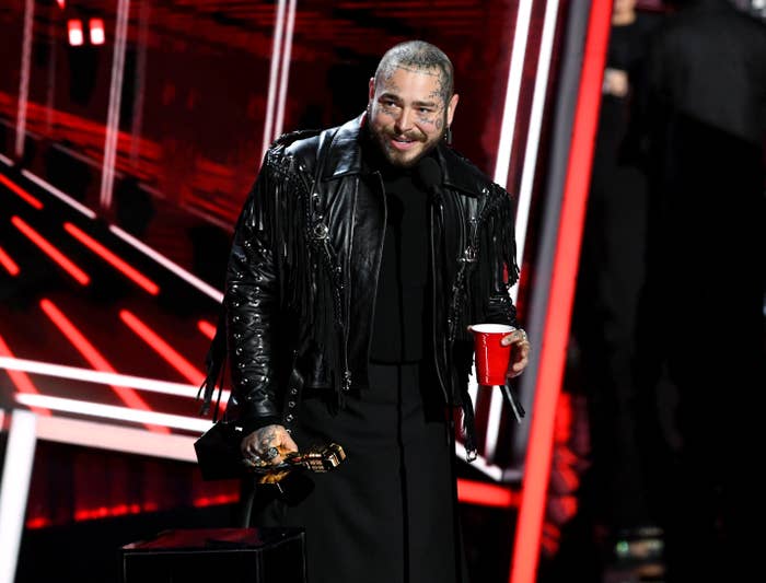 Post Malone accepts the Top Artist Award onstage at the 2020 Billboard Music Awards