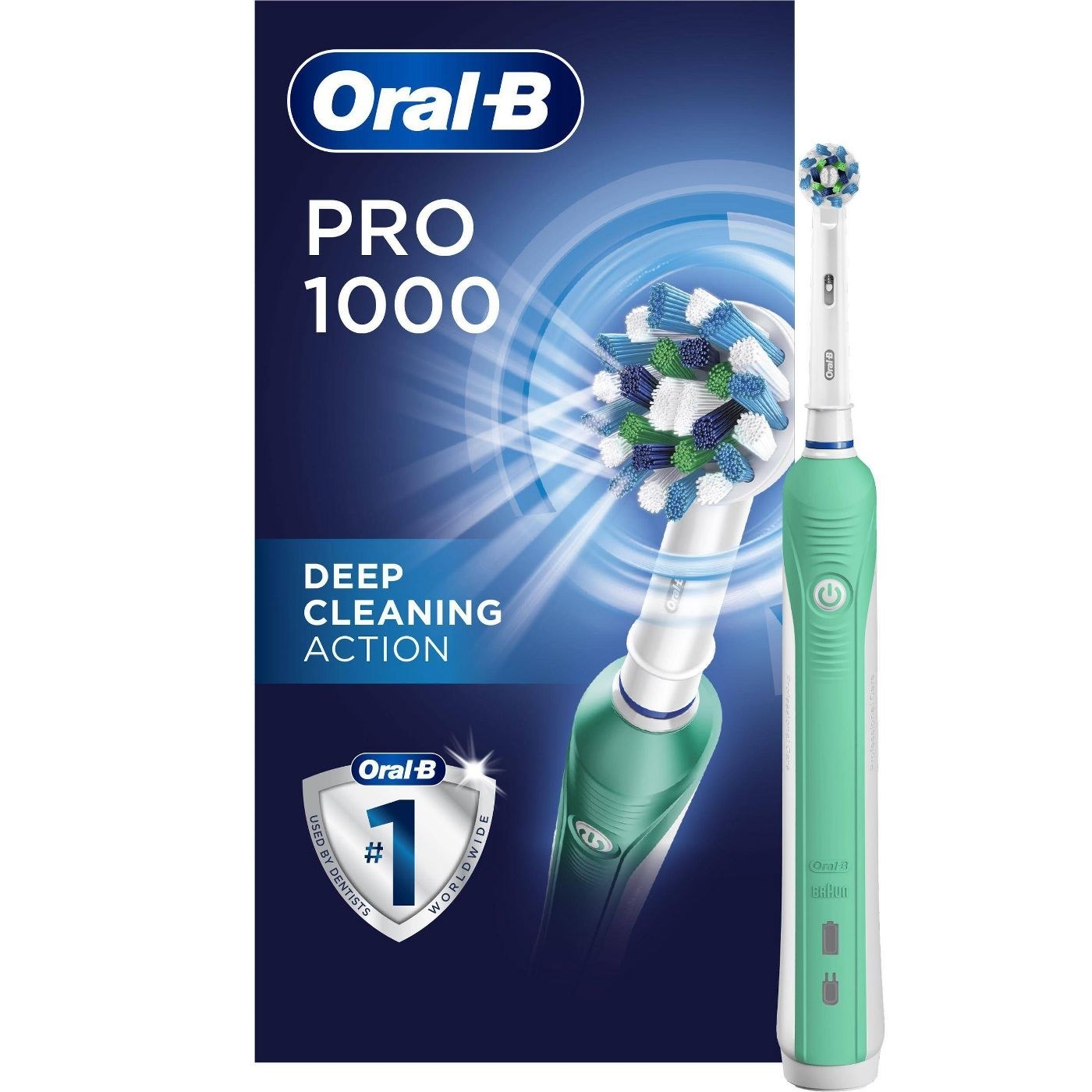 The Oral-B Pro 1000 electric toothbrush in green