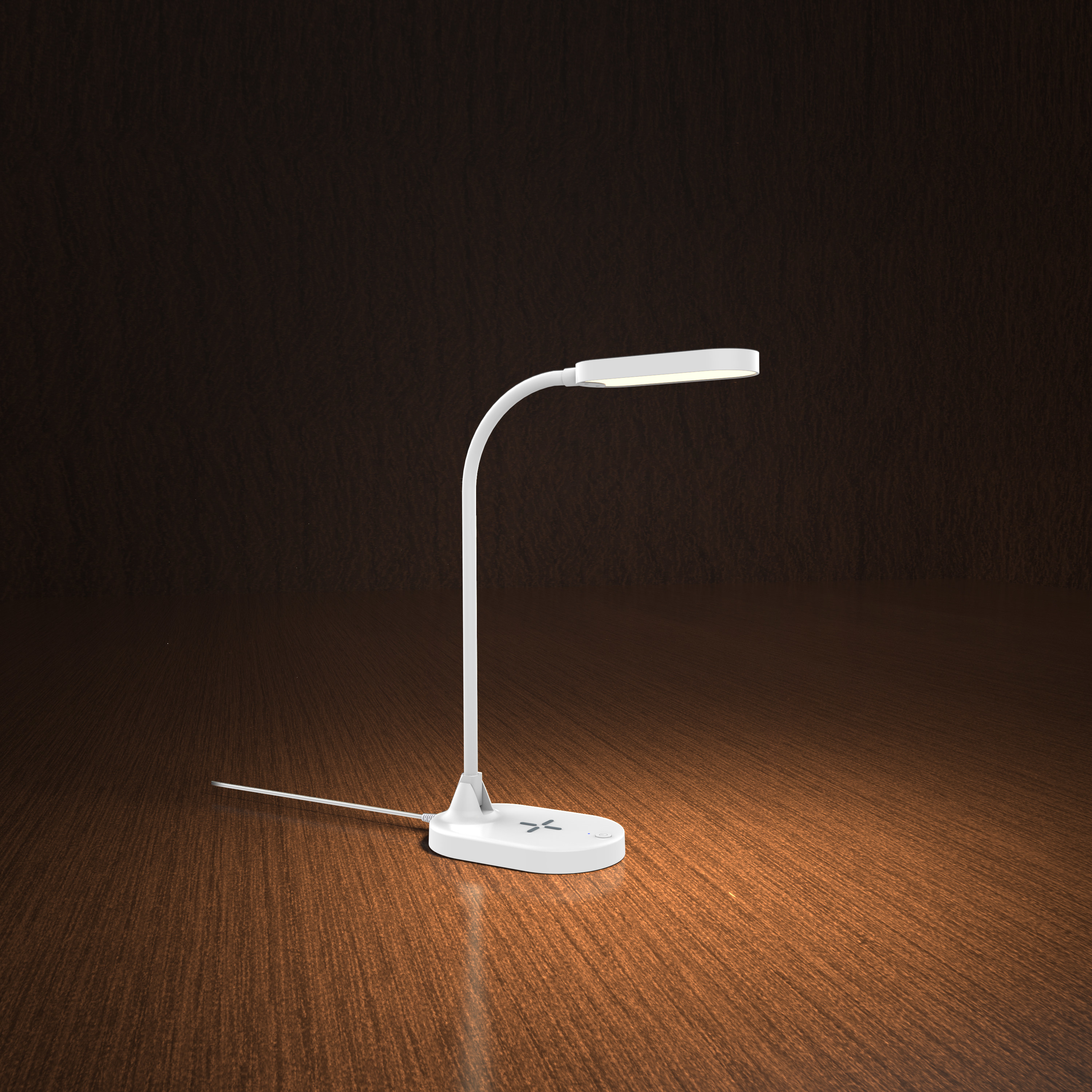 The white lamp on a wooden background