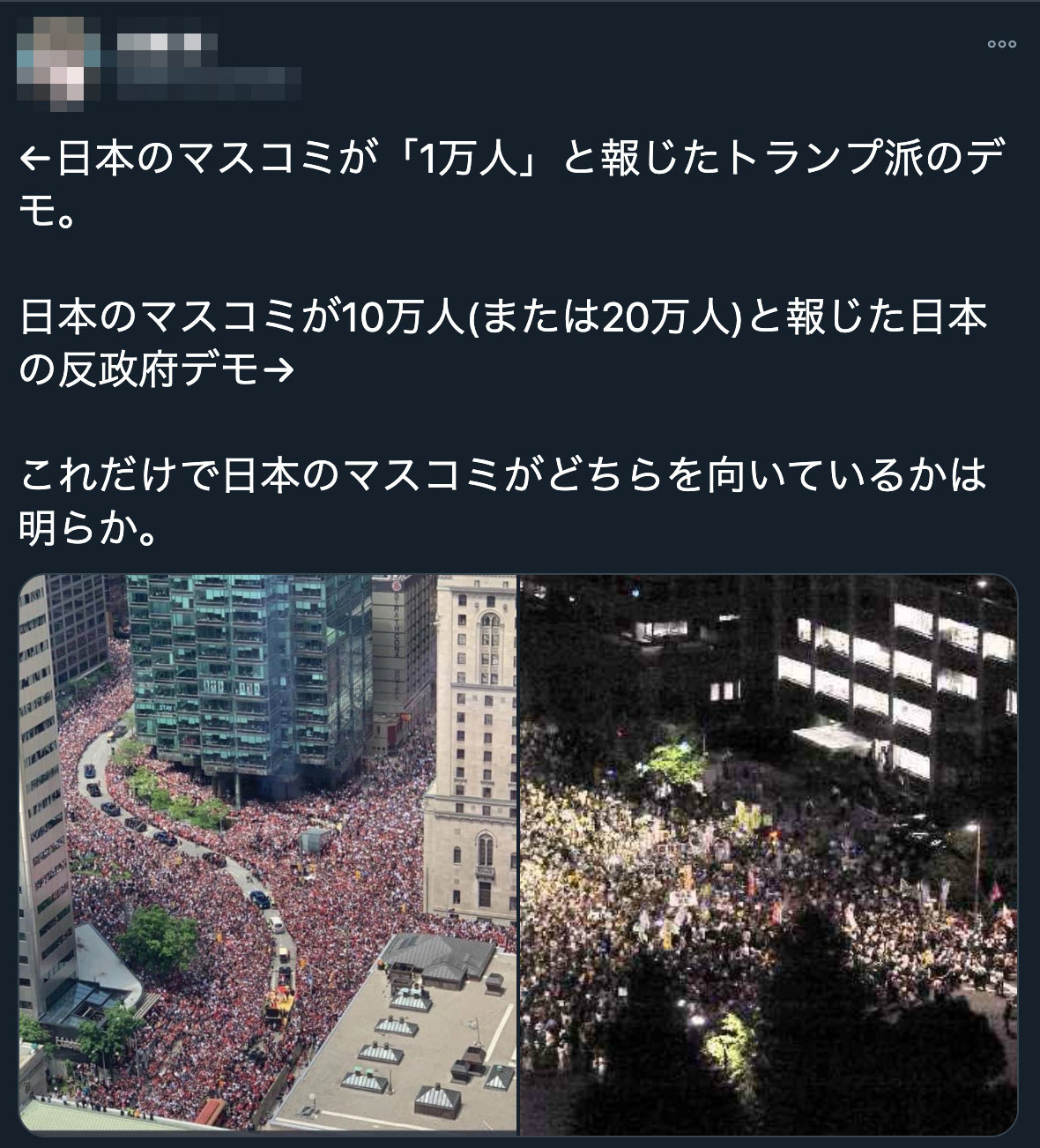 日本で絶対に報道されないトランプ支持者の集会 自民市議らが拡散の動画などは誤り お詫びも