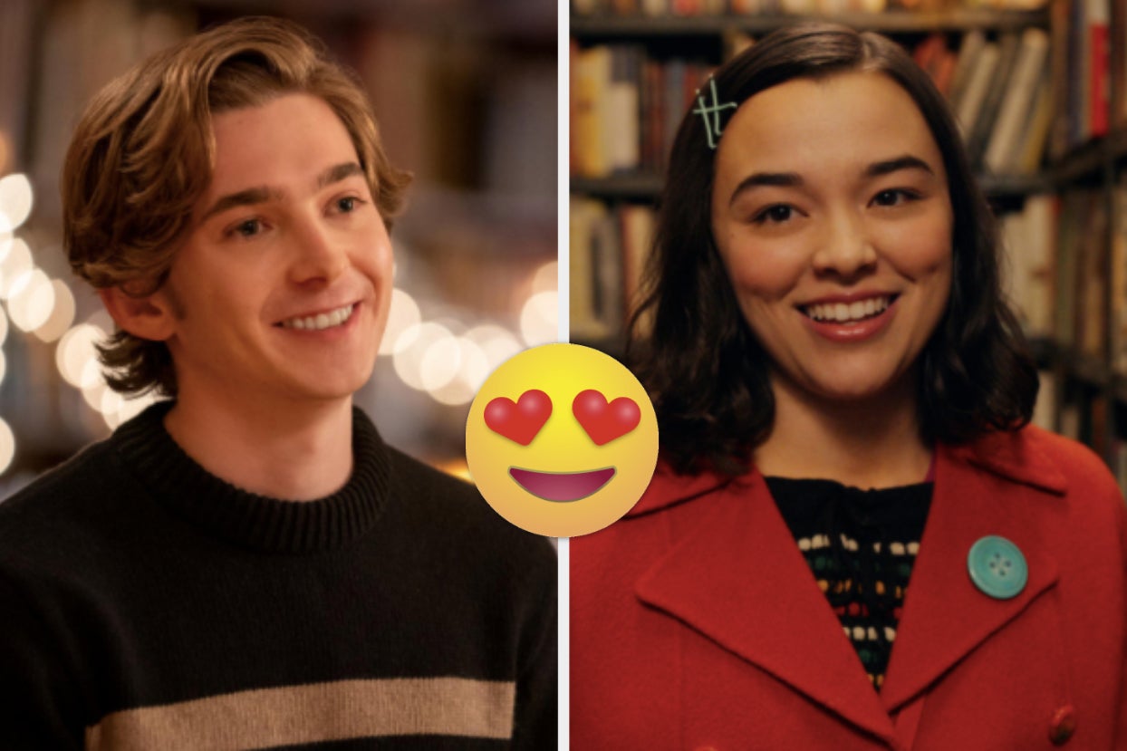 side by side photos of Dash and Lily with a heart eyes emoji in between them