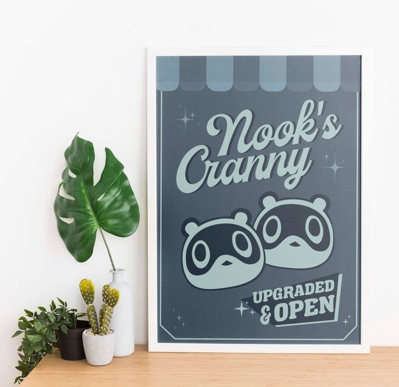 The Nook's Cranny sign next to plants in vases