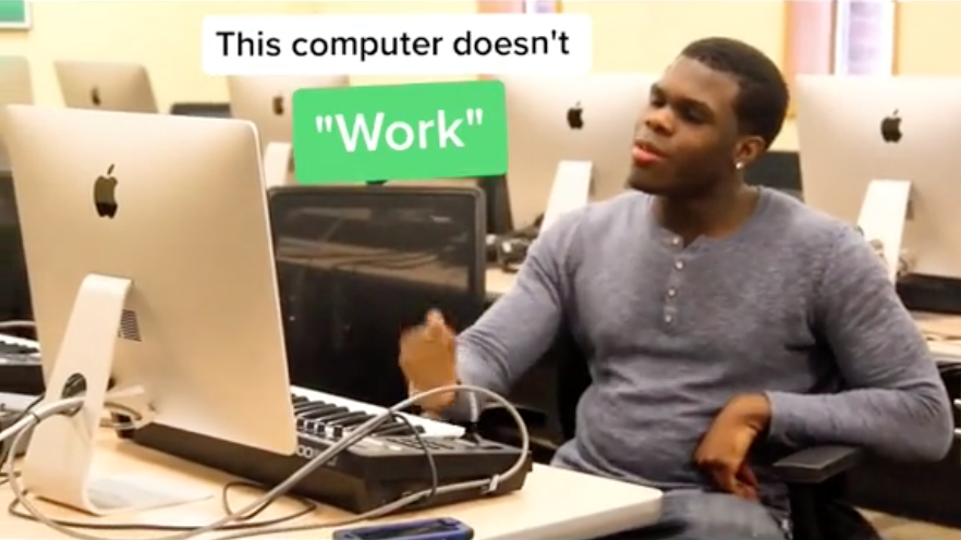 This student sits at a computer and says, &quot;This computer doesn&#x27;t work&quot;
