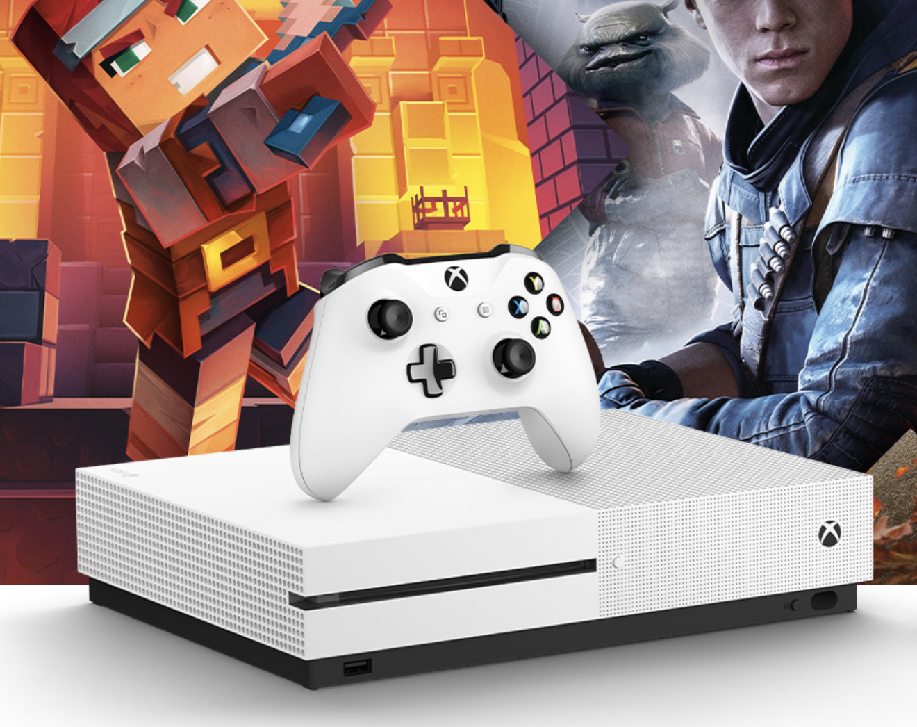 an xbox with controller on a background of games