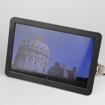 Reviewer photo of digital picture frame on table