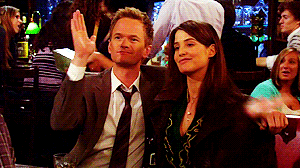 Barney and Robin high five