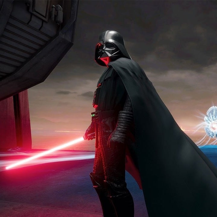 A screenshot from a game for the Oculus Quest 2 that shows Darth Vader from Star Wars 