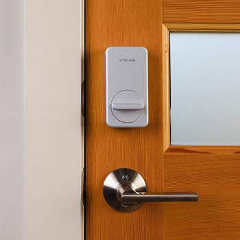 Smart lock installed on a door