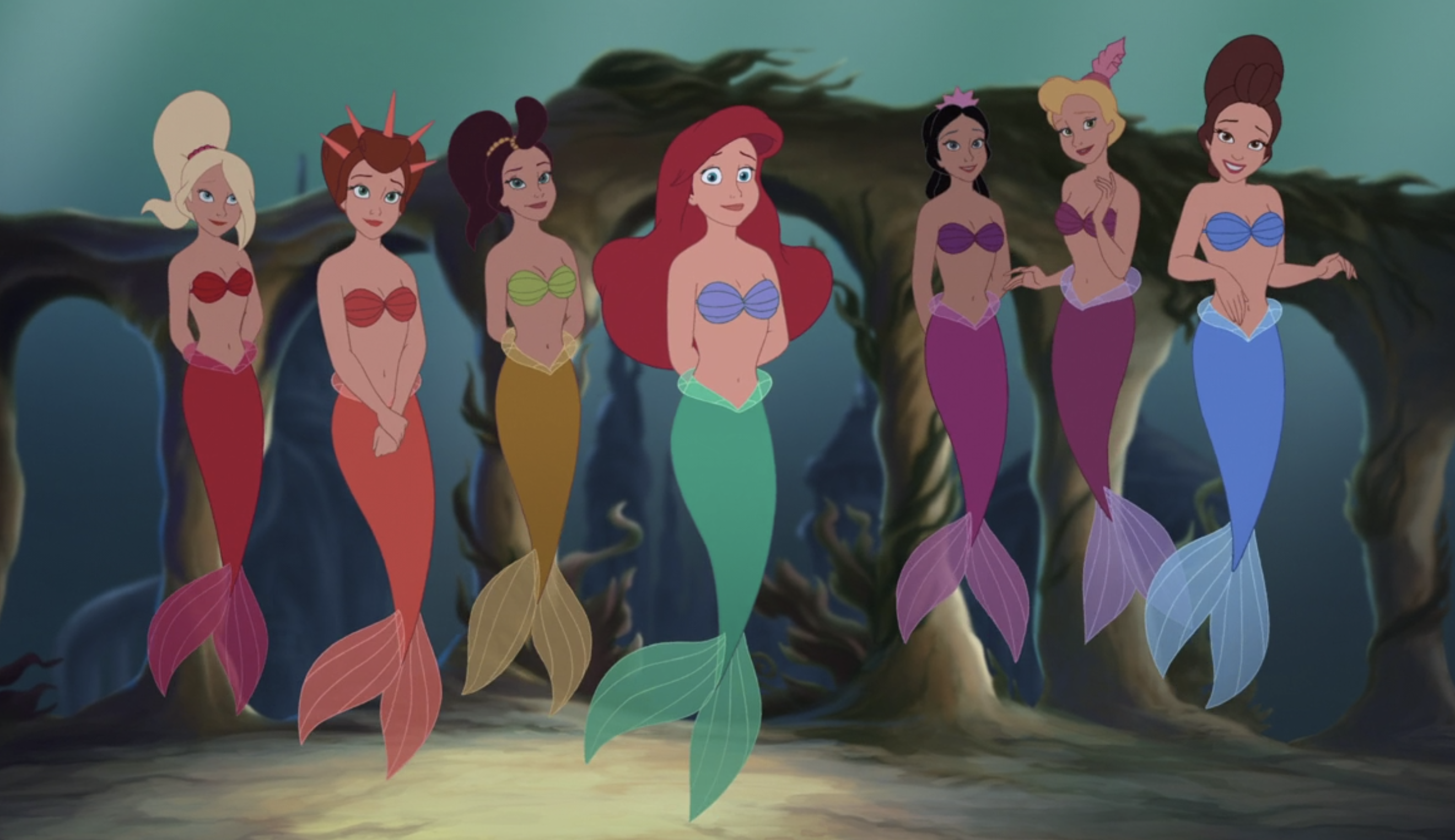 Ariel and her sisters as teens