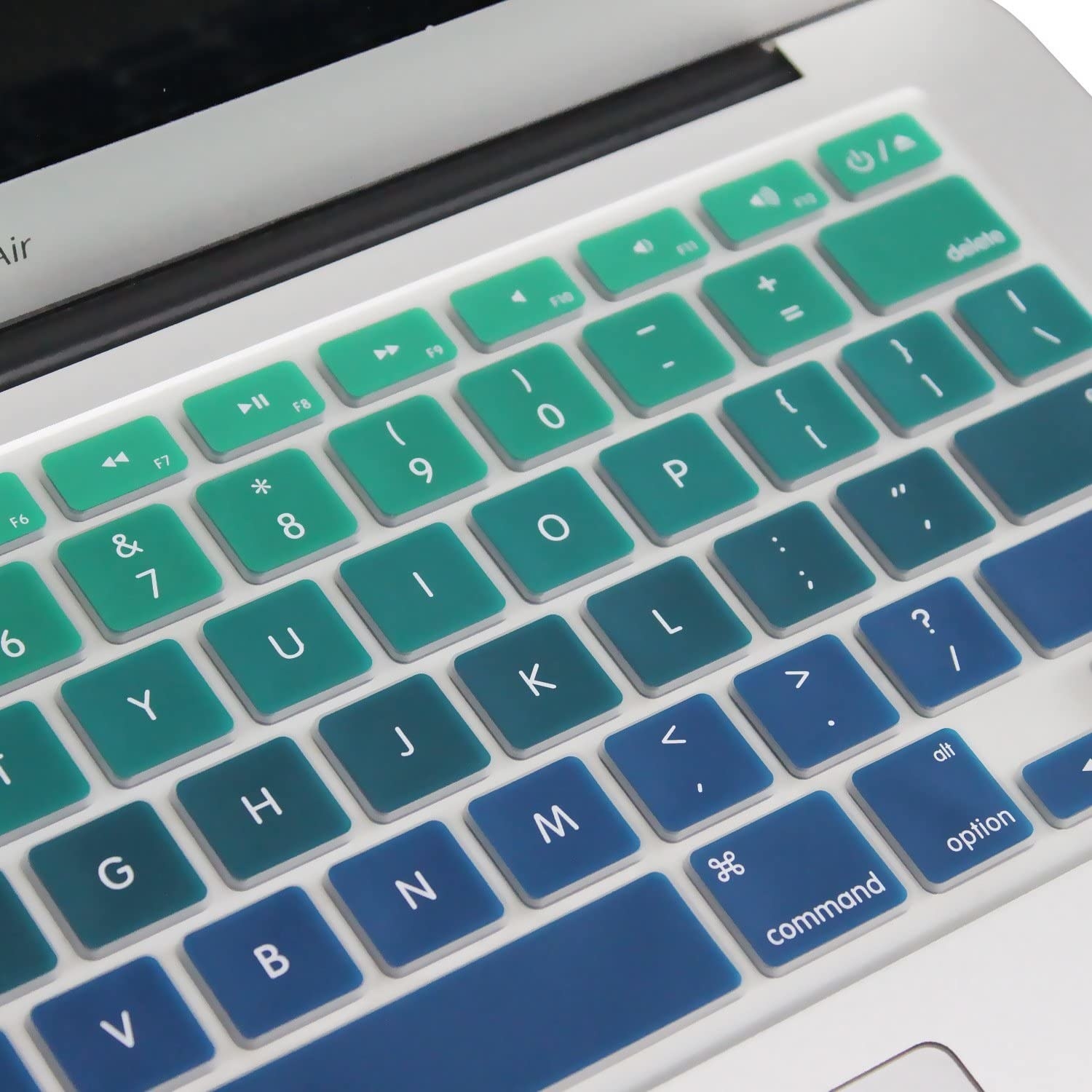 laptop keyboard with colorful key covers