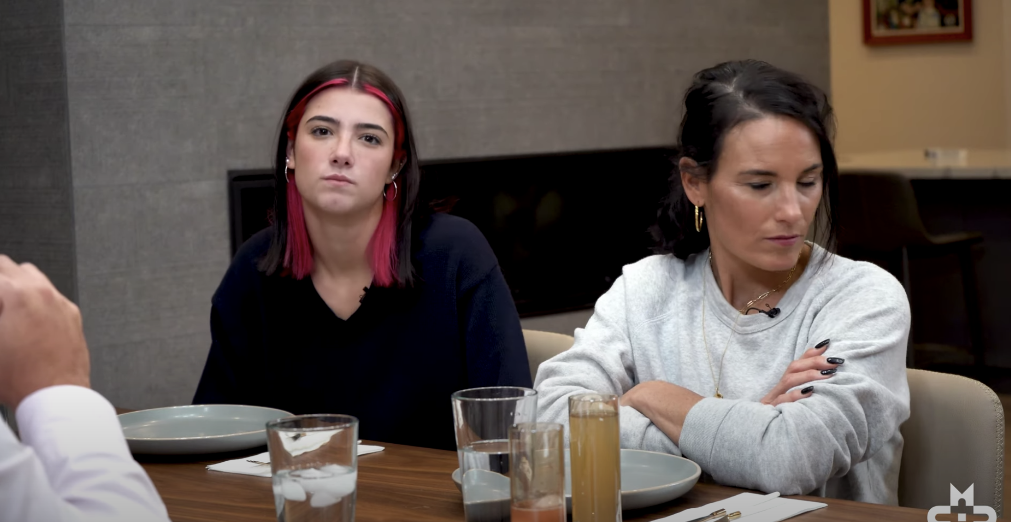 Charli and Heidi at the dinner table