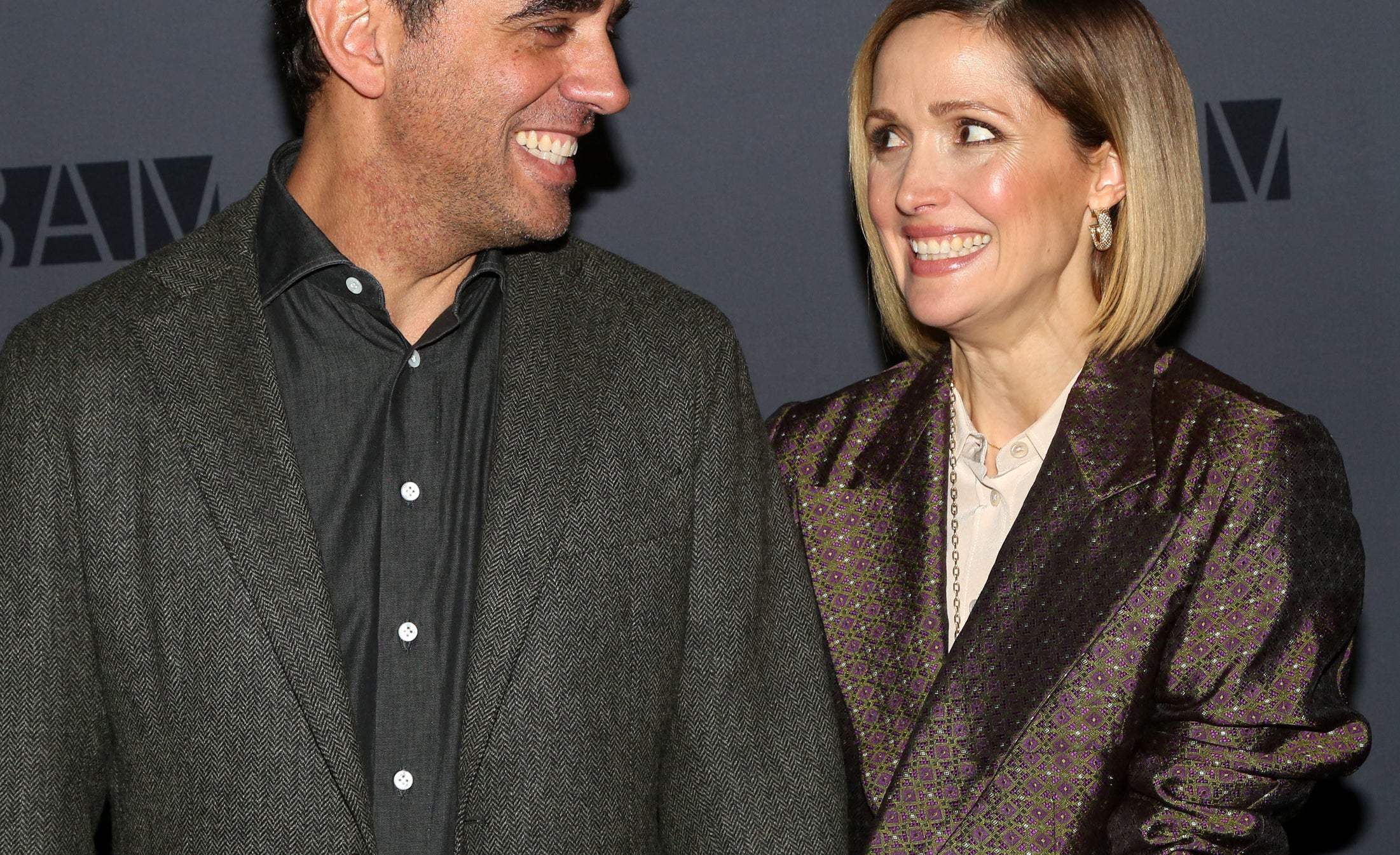 Bobby Canavale and Rose Byrne smiling at each other