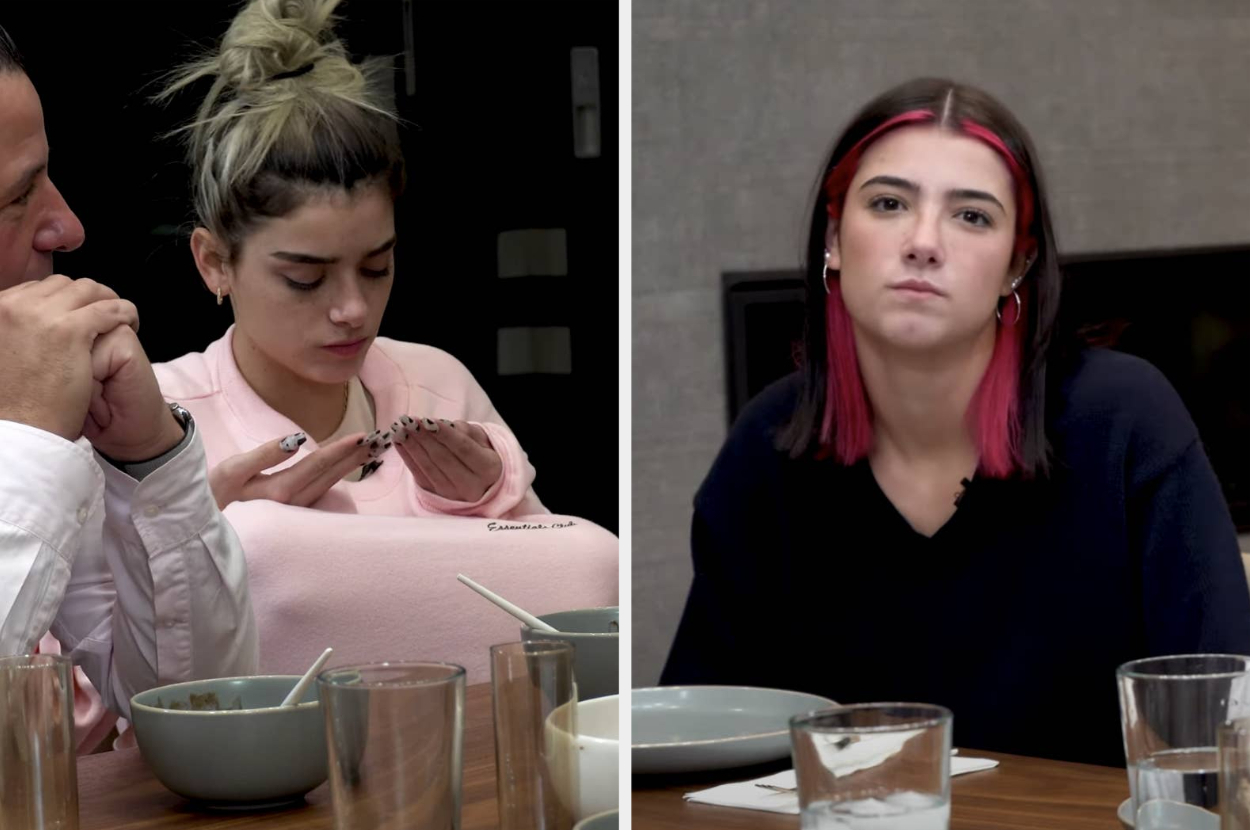 Charli and Dixie D'Amelio being rude at the dinner table 